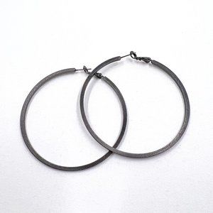 Gunmetal Tone 2.5” Textured Hoop Earrings